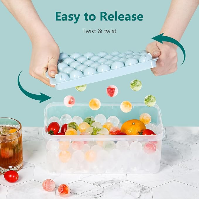 Optish Ice Cube Tray with Lid and Bin, 3 Pack Ice Trays - Image 3
