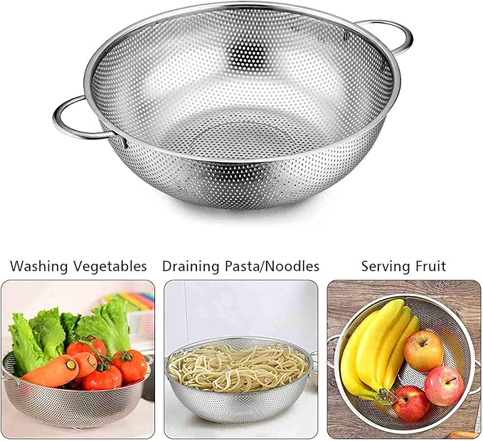TeamFar Stainless Steel Colander, 5QT Micro-Perforated Metal Colander Food - Image 5