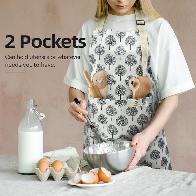 NLUS 2 Pack Waterproof Cooking Aprons, Adjustable Bib Soft Chef Apron - Image 2