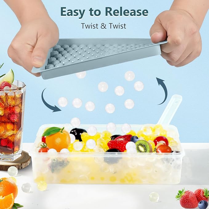 WIBIMEN Mini Ice Cube Trays, Small Tiny Round Pebble Crushed Nugget Ice Trays - Image 2
