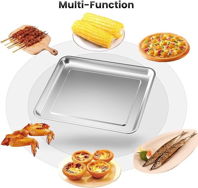 Half Baking Sheet Pan, 12.4"x11" Stainless Steel Air Fryer Tray Replacement - Image 5