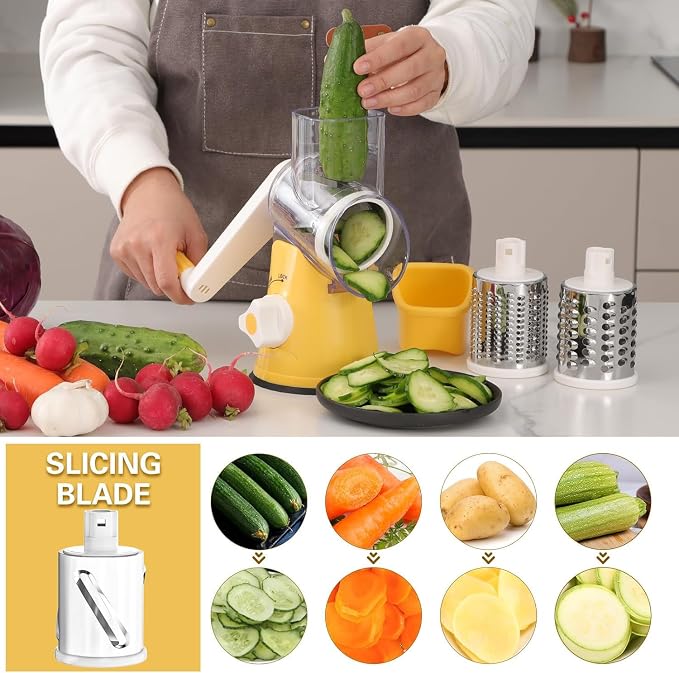 Cambom Rotary Cheese Grater Hand Crank Cheese Shredder - Image 3