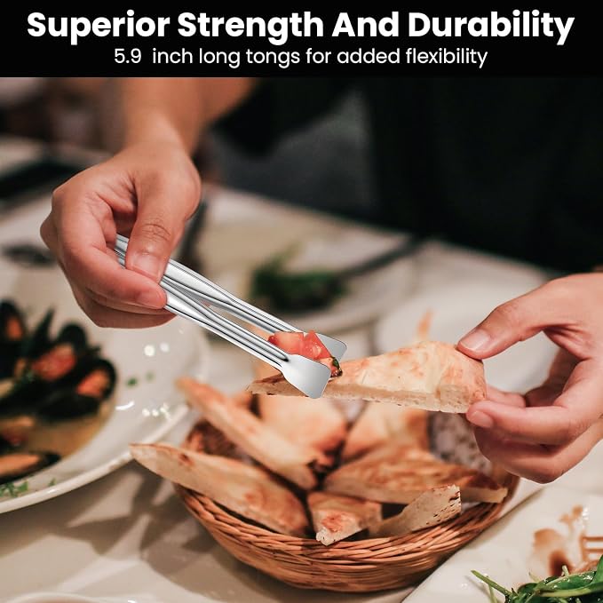 CHENGU 12 Pack Stainless Steel Kitchen Tongs 5/6/7 Inches Food Serving Clip - Image 7