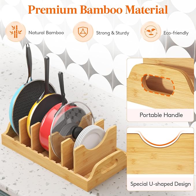 Lifewit Bamboo Pot Lid Organizers - Image 4
