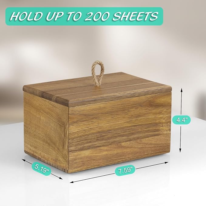 Bivvclaz Dryer Sheet Holder, Acacia Wood Laundry Sheets Container, Laundry Room - Image 2
