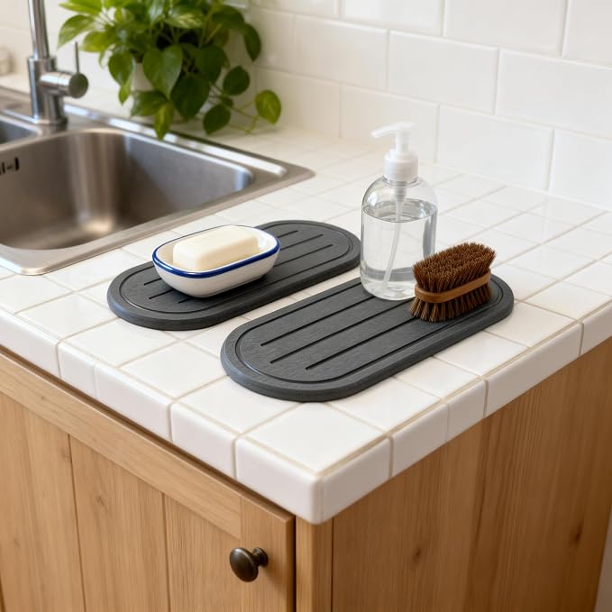 Razborci 2PCS Water Absorbing Stone Drying Tray Mat - Image 2