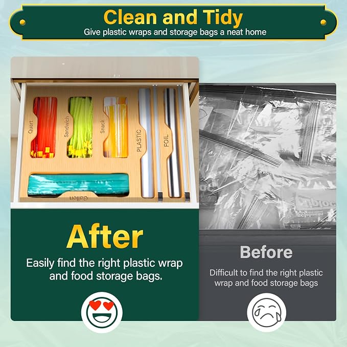 KOCWELL Bag Organizer and Plastic Wrap Dispenser - Image 5