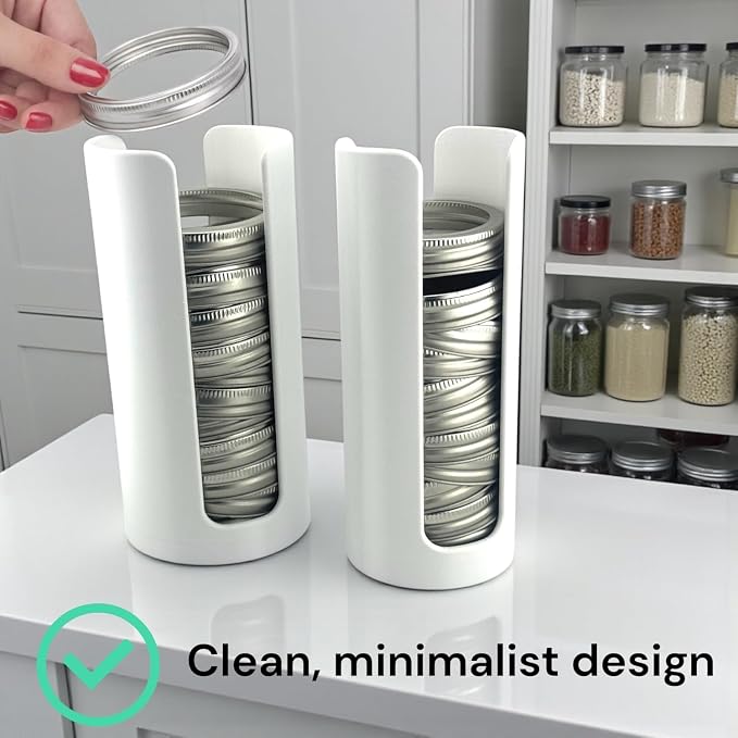 Mason Jar Lid Organizer | White Plastic Lid Storage Rack - Image 4
