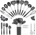 Silicone Cooking Utensils Set Utensil: 40 Pcs Black Stainless Steel Cookware Set by InspiredLivingKitchenHealth