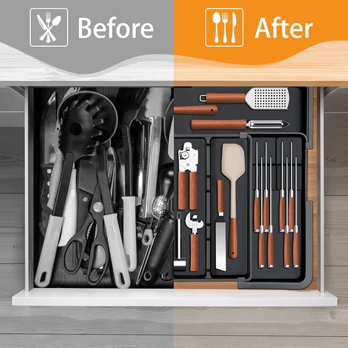 Large Utensil Drawer Organizer for Kitchen, Expandable Silverware Organizer - Image 8