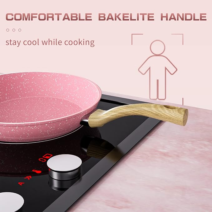 Frying Pan Nonstick Set, Non Stick Fry Pan Set PFOA-Free Omelet Pan, Toxin-Free - Image 4