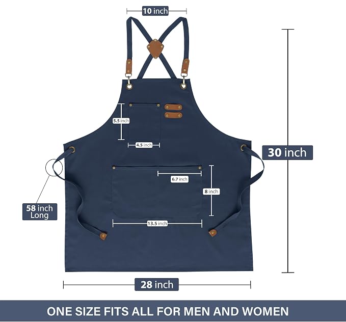 RUVANTI Work Aprons for Men, Oil & Water Repellent, PolyCotton Cross Back - Image 5