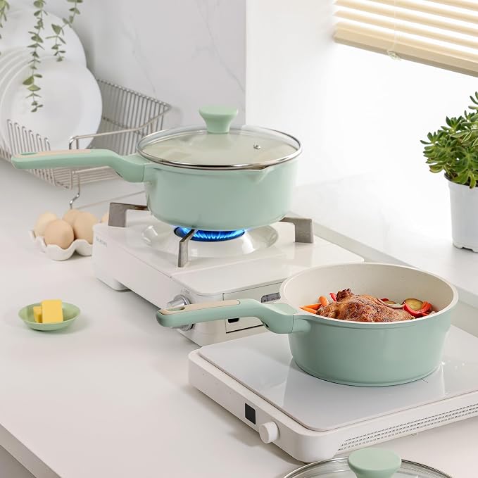 SENSARTE White Ceramic Nonstick Saucepan - Image 4
