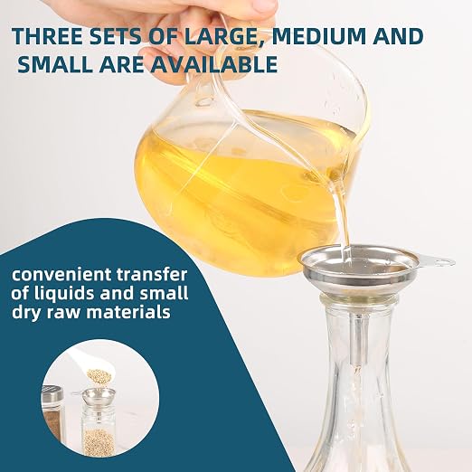 Stainless Steel Kitchen Funnel, Medium and Small Three-piece Set - Image 4