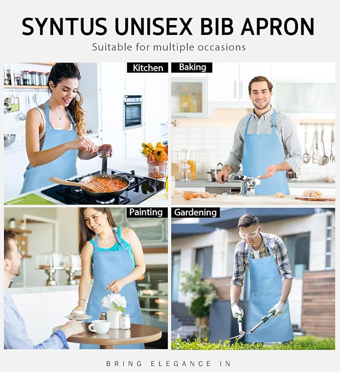 Syntus Apron for Men Women, Adjustable Cooking Kitchen Chef Aprons - Image 6
