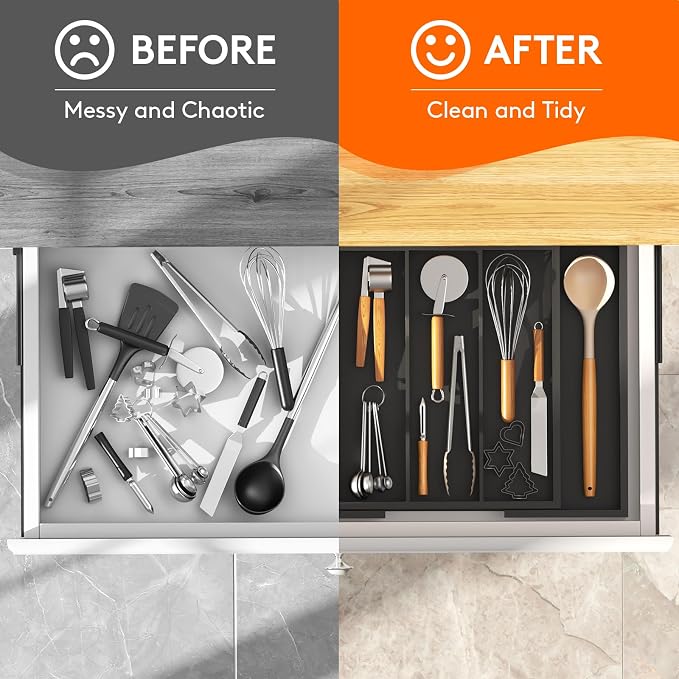 Lifewit Utensil Organizer for Kitchen Drawer, Expandable Cooking Utensil Tray - Image 7