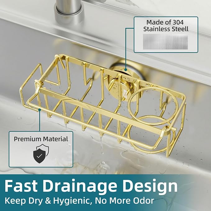 TAILI 4-in-1 Sink Caddy with Strong Suction Cup, Sponge Holder - Image 4