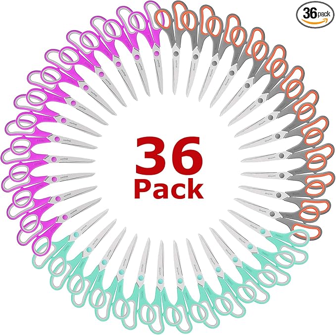 iBayam 8 '' Multipurpose Heavy Duty Scissors Bulk 36-Pack, 2.5mm Thickness by iBayamDirect