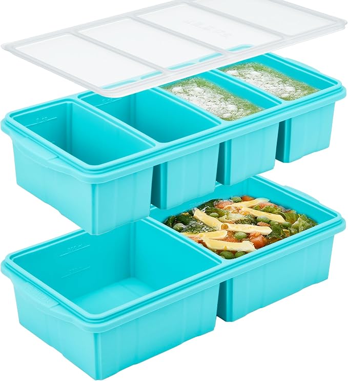 Silicone Freezer Tray With Lid-Soup Freezer Container molds-Large Ice Cube Tray by Xomoo