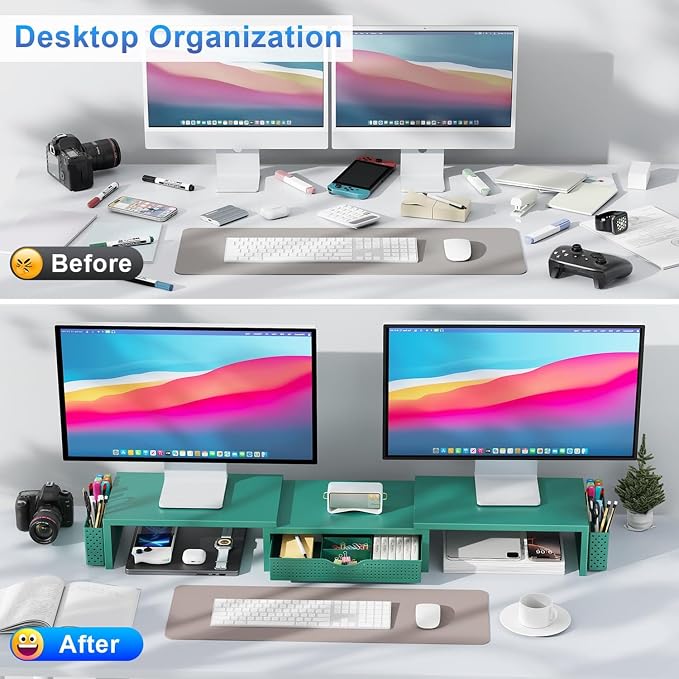 gianotter Dual Monitor Stand Riser, Desk Organizer - Image 2