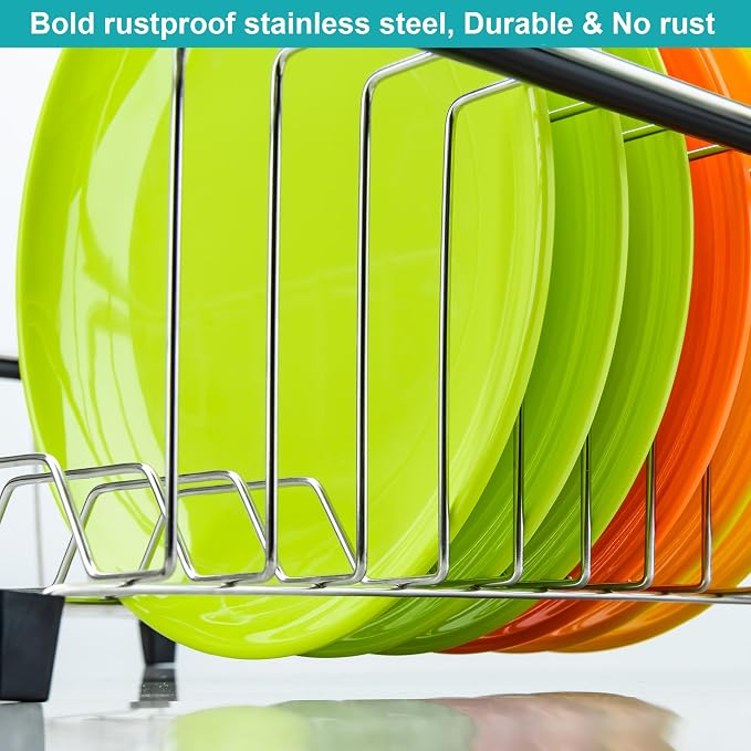 iPEGTOP Expandable Dish Drying Rack Over Sink, Rustproof Stainless Steel Basket - Image 7