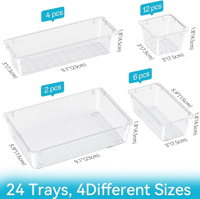 ElegantArray 24 PCS Drawer Organizer Set, 4 Sizes Tool Storage Trays, - Image 2