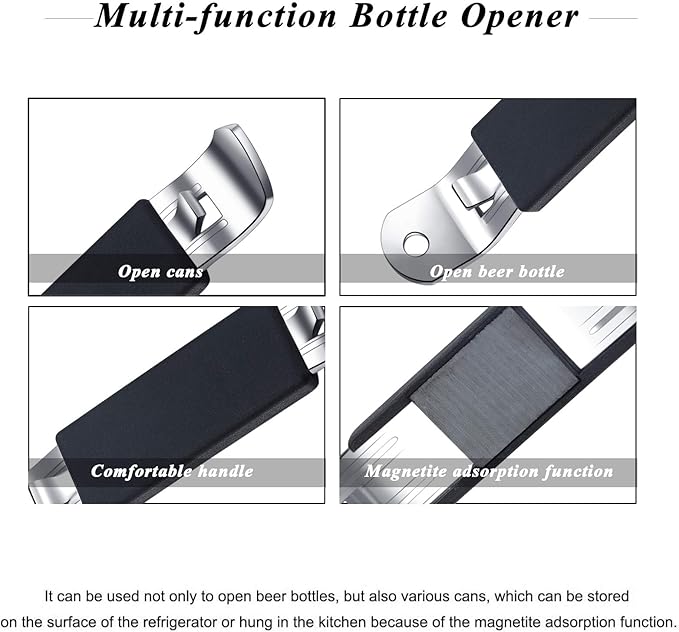 3 Pieces Magnetic Bottle Openers Can Opener Classic Beer Opener Stainless Steel - Image 2