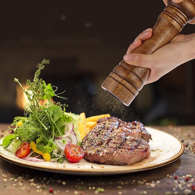 2PCS Salt and Pepper Grinder, Solid Wood Sea Salt and Pepper Shakers, Pepper - Image 7