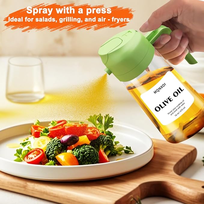 2 in 1 Glass Oil Sprayer & Dispenser, 16oz/470ml Olive Cooking, Air Fryer - Image 6