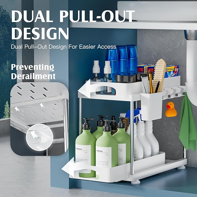 VERIFOST 2 Pack Under Sink Organizers and Storage, Double Sliding Kitchen - Image 3