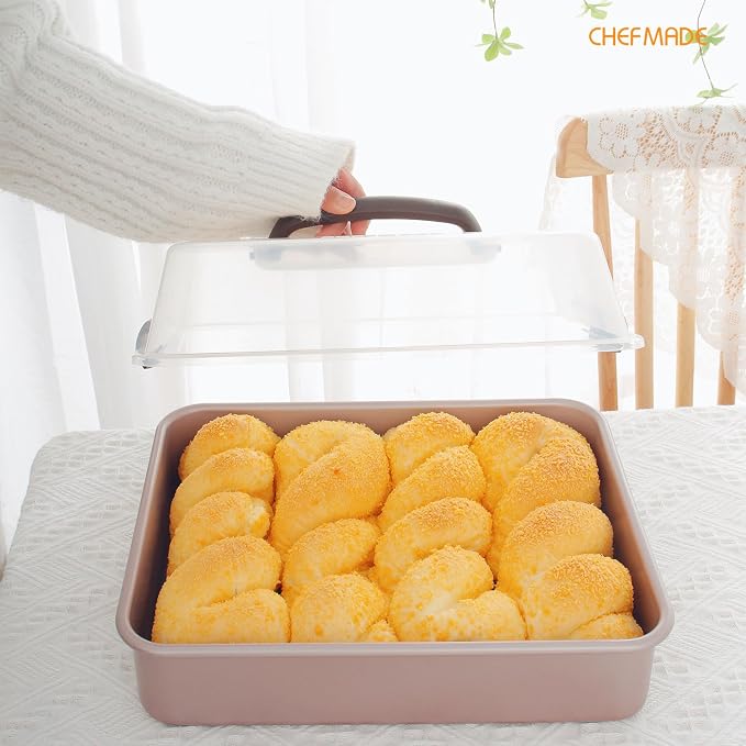 CHEFMADE Roasting Pan with Rack and Lid, 13-Inch Non-Stick Rectangular Deep - Image 3