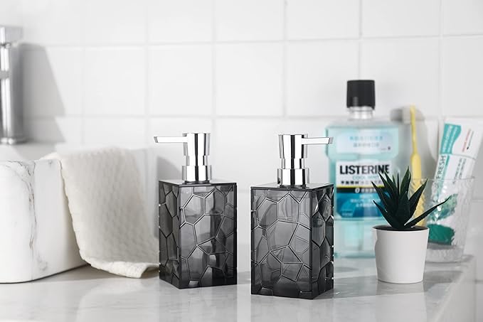 2 Pack Clear Grey Rust Proof Soap Dispenser, Acrylic Plastic Hand Soap Lotion - Image 4