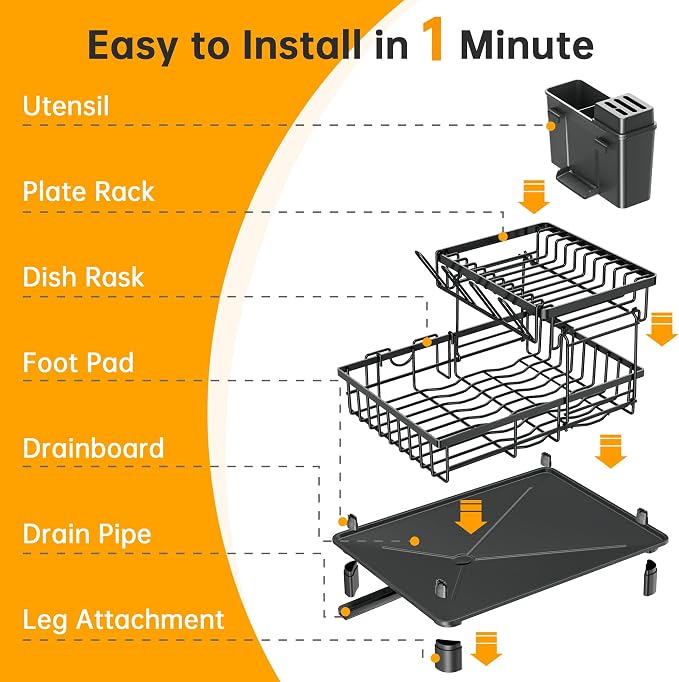 Dish Drying Rack, 2 Tier Dish Racks - Image 7