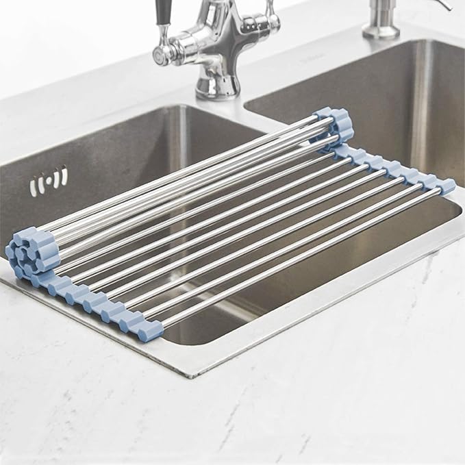 MECHEER Over The Sink Dish Drying Rack, Roll Up Dish Drying Rack Kitchen Dish - Image 5