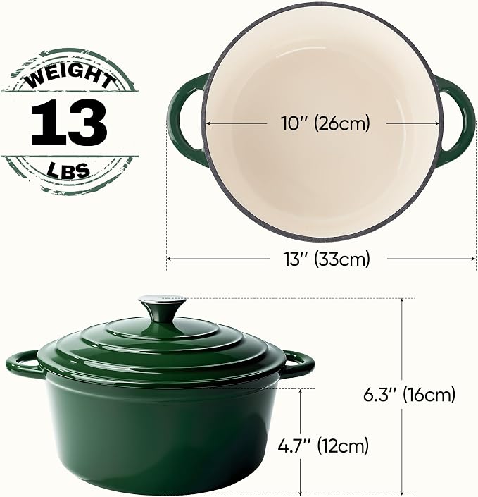 6 Quart Dutch Oven Pot with Lid, Non Stick Enameled Cast Iron Dutch Oven - Image 4