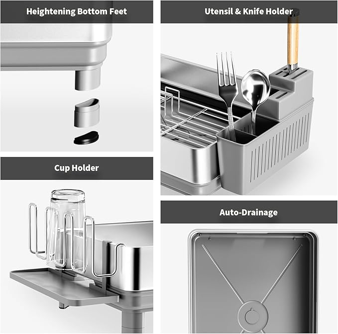 Ewaiira Dish Drying Rack, 304 Stainless Steel Dish Racks - Image 7