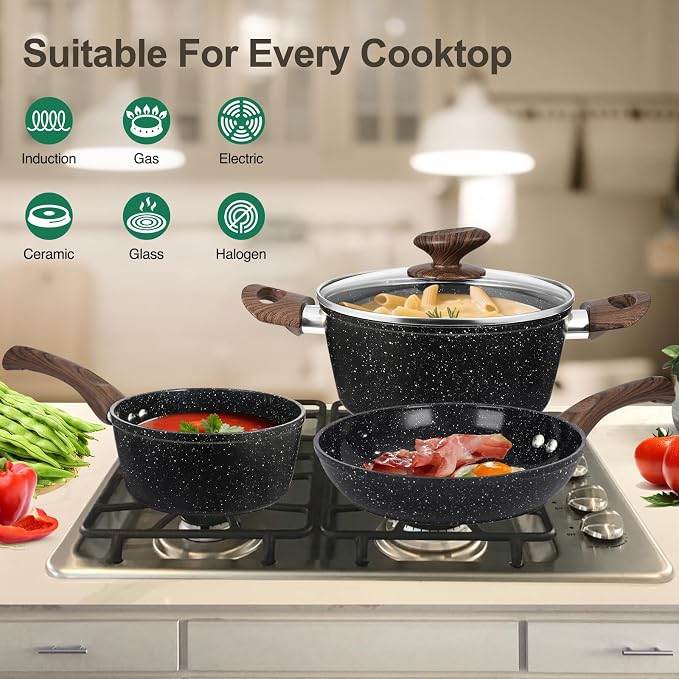 M MELENTA Pots and Pans Set Non Stick, Non-toxic Induction Cookware Kitchen - Image 6