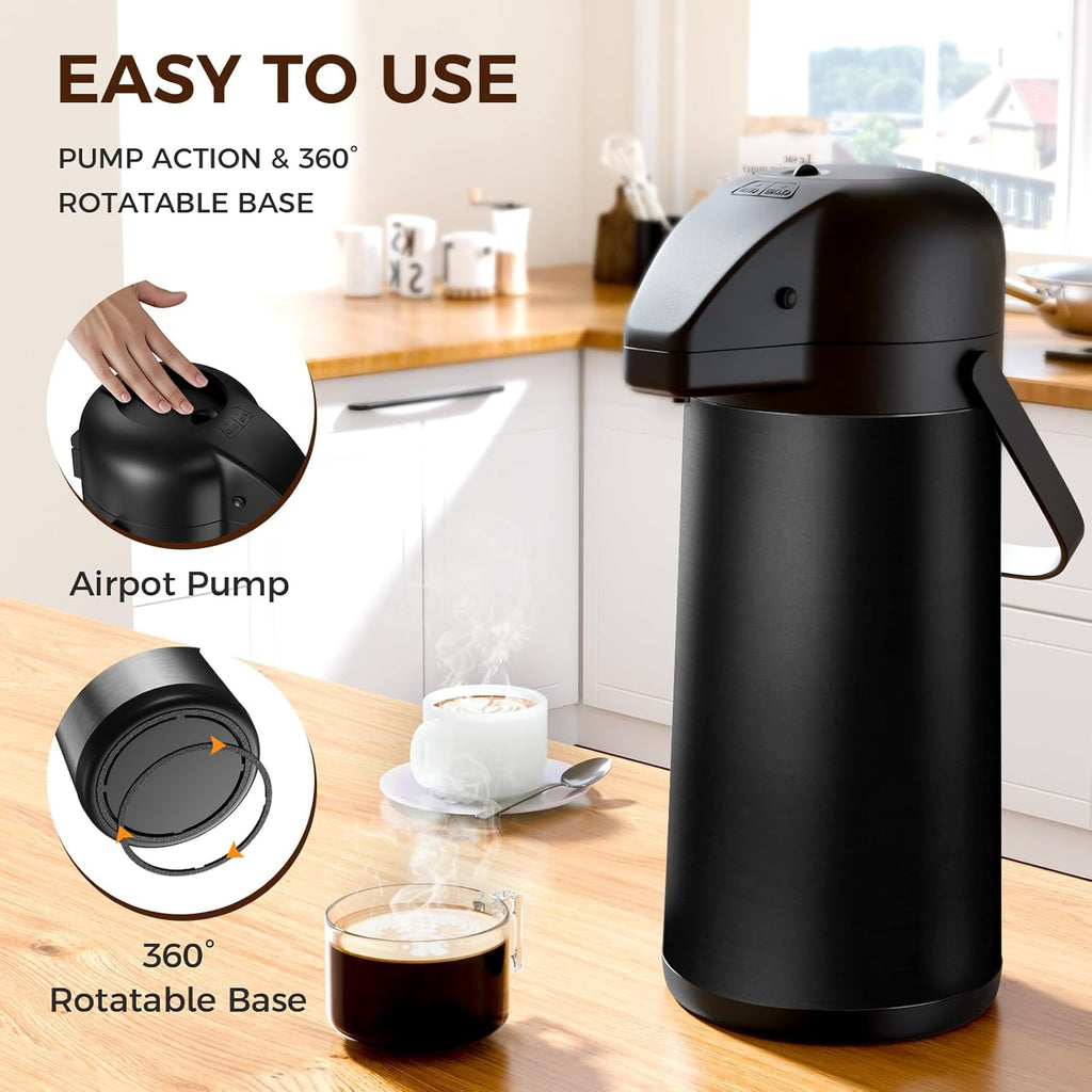 Coffee Carafe for Keeping Hot, 102OZ / 3L Airpot Coffee Dispenser with