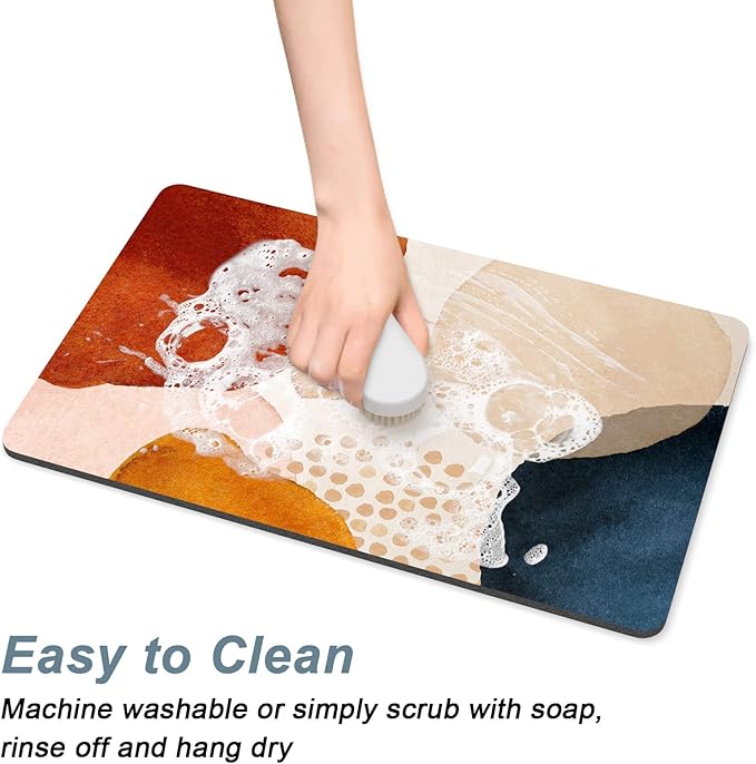 Rnivvi Coffee Mat, Hide Stain Rubber Backed Absorbent Dish Drying Pad - Image 5