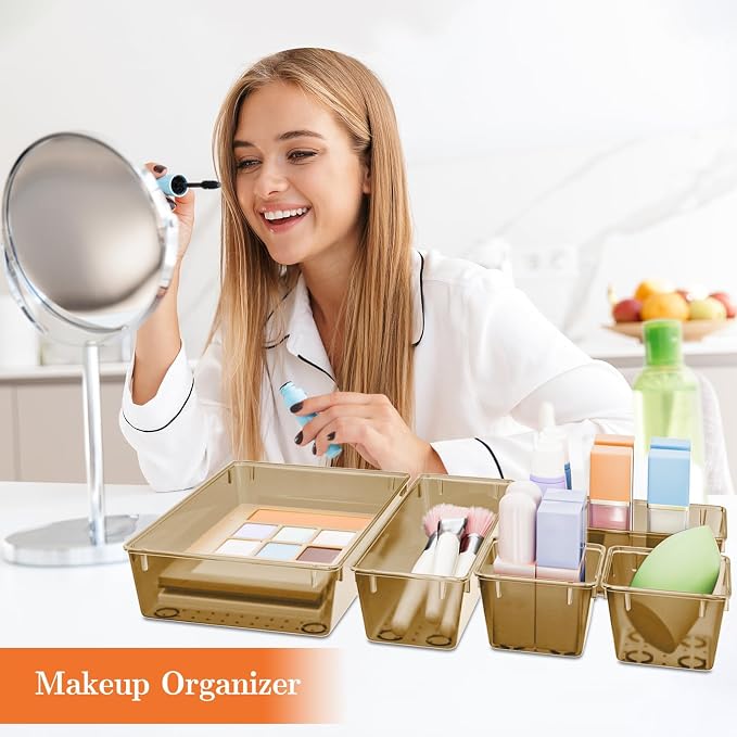 SpaceHacks 25 PCS Plastic Drawer Organizer Set, 4-Size Versatile Organizer - Image 5