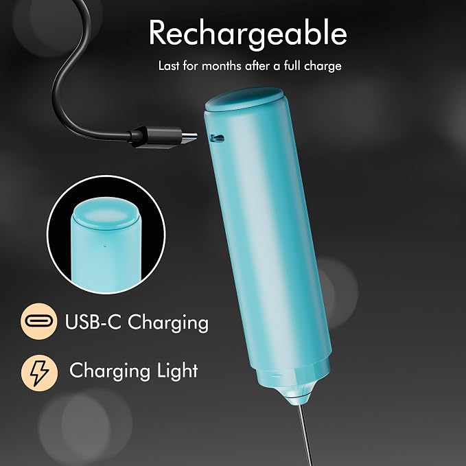 Rechargeable Milk Frother Handheld, 2-IN-1 Dual Spring Whisk Electric Frother - Image 4