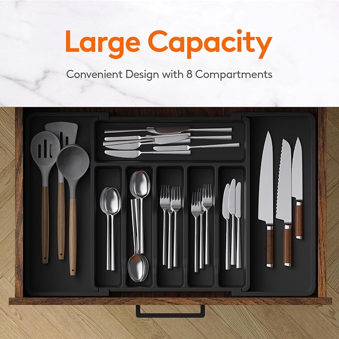 Lifewit Silverware Drawer Organizer, Expandable Utensil Tray - Image 2