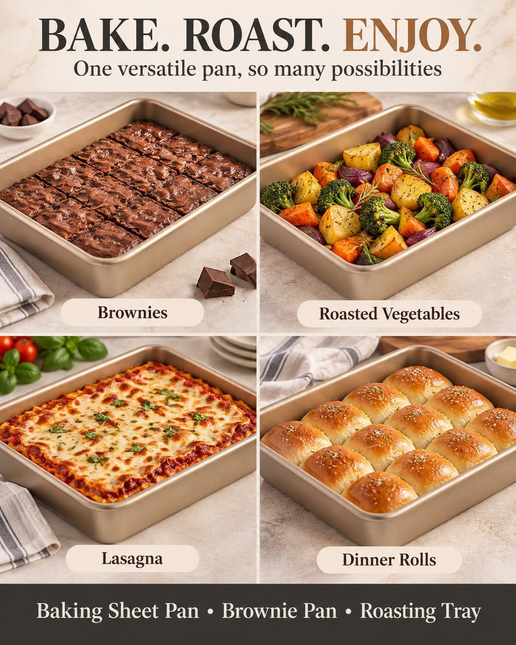 2 Pack Baking Sheet Pans, Deep Size Baking Pan Nonstick Cookie Sheet