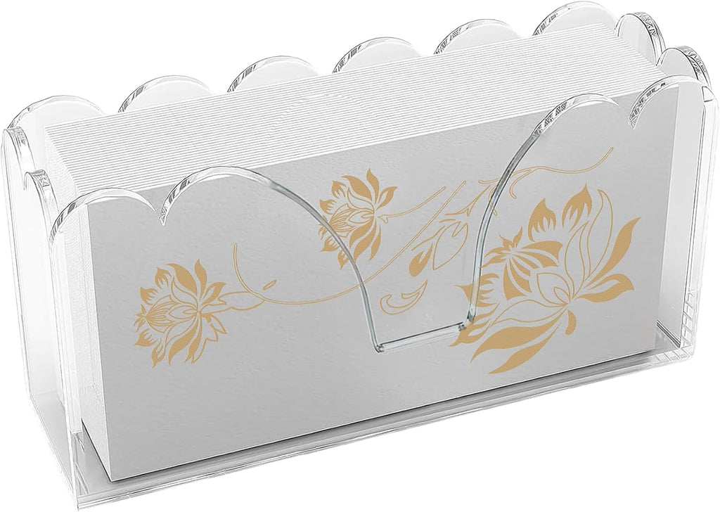 Acrylic Napkin Holder, Clear Scalloped Guest Towel Holder Tray for