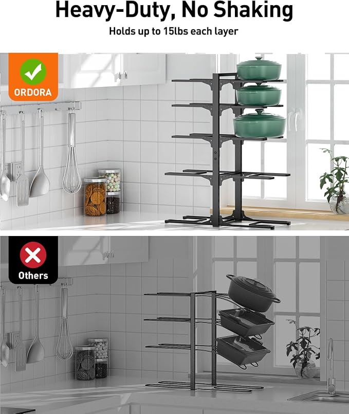 ORDORA 10-Tier Pots and Pans Organizer under Cabinet, Kitchen Cabinet - Image 6