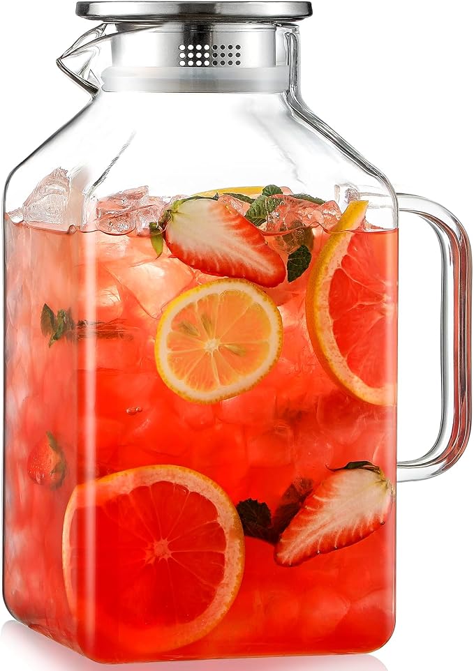1 Gallon Square Glass Pitcher by NETANY