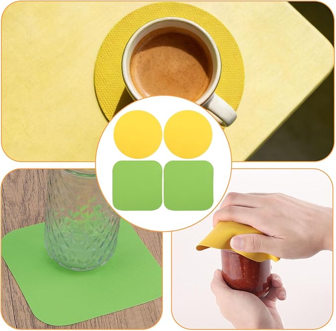 4pcs Rubber Jar Opener, 2 Round & 2 Square Rubber Bottle Opener Pads Non-Slip - Image 7
