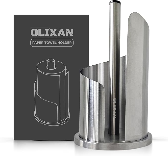Stainless Steel Paper Towel Holder Countertop, Modern Spiral Cover Design - Image 8
