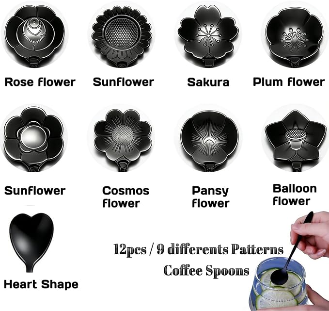 12 Pcs Flower Coffee Tea Spoons Set - Image 2