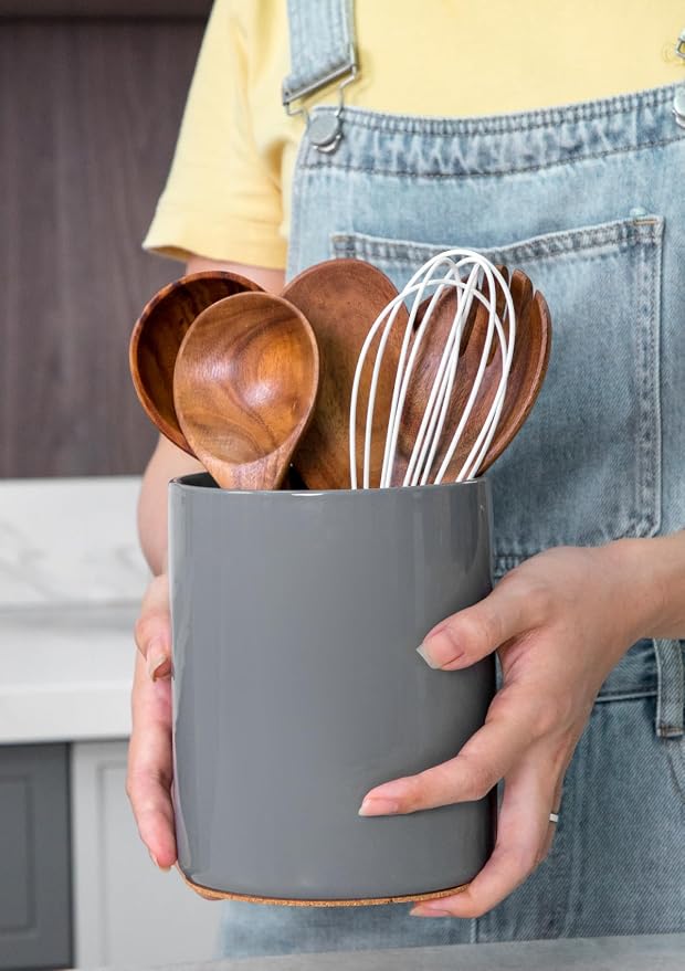 Nucookery Utensil Holder, 6.4" Ceramic Kitchen Utensil Holder - Image 3
